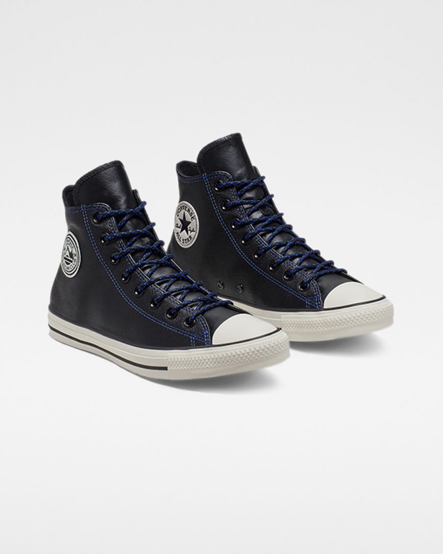 Zapatillas Altas Converse Tumbled Cuero Chuck Taylor All Star Mujer Negras Azul Real | PE 52PEW7